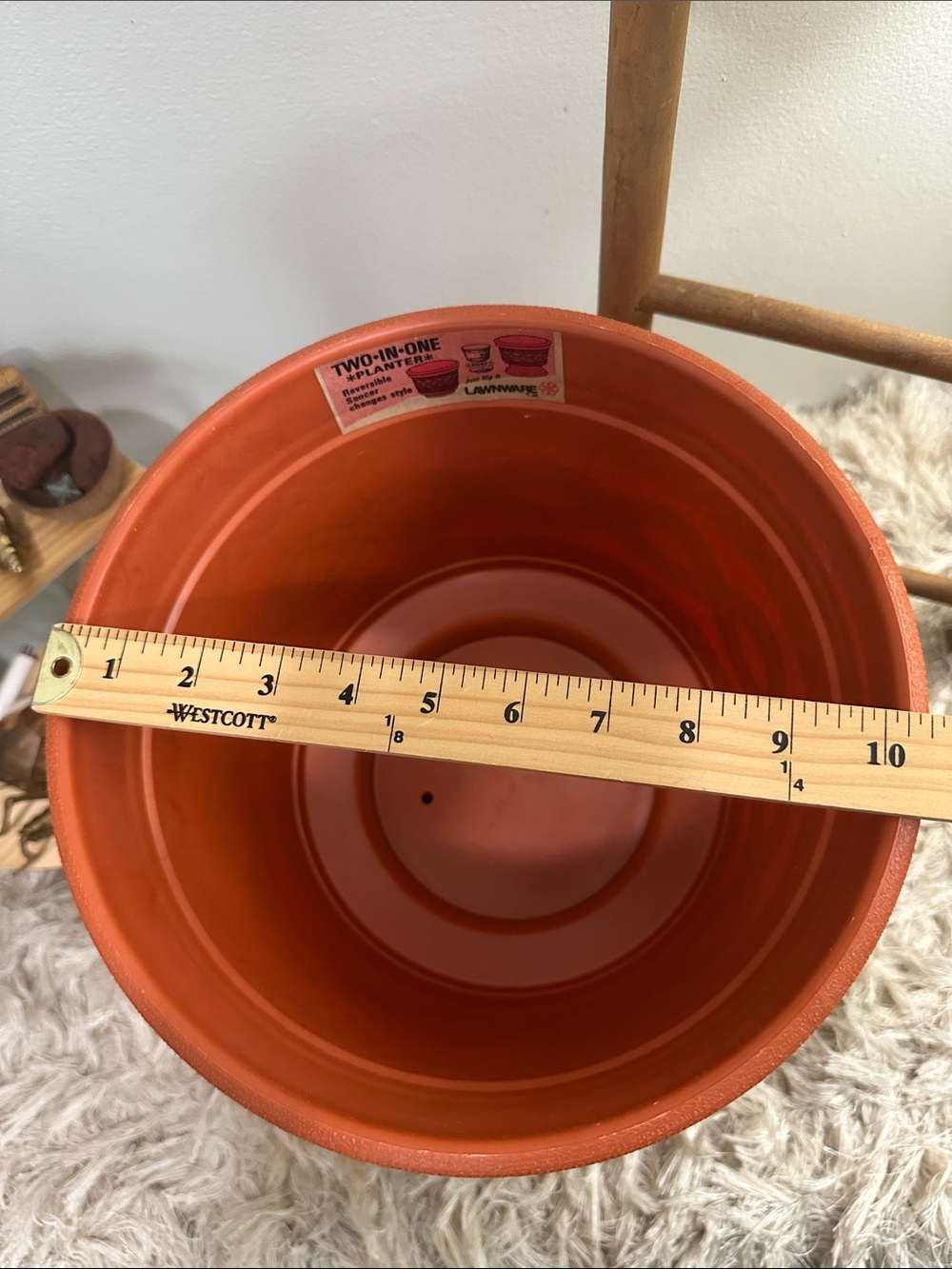 Vintage LAWNWARE TWO•IN•ONE Plastic Planter Reversible Saucer Terracotta Tone - Picture 8 of 17
